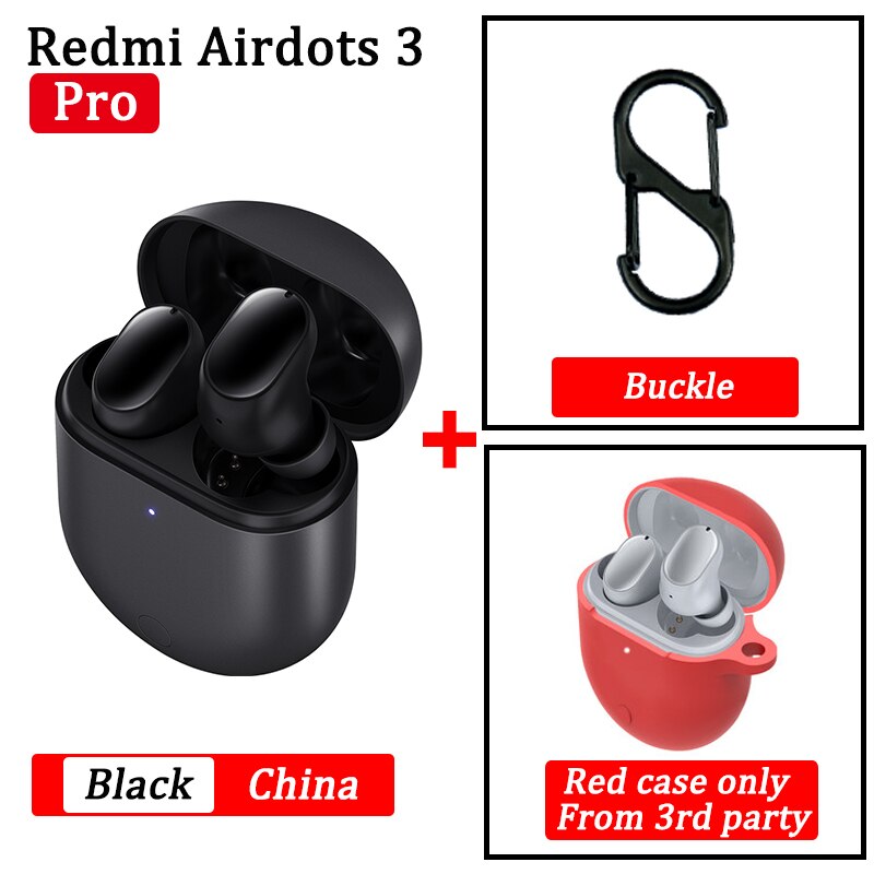 Xiaomi Redmi Buds 3 Pro TWS auricolare Bluetooth Redmi Airdots 3 Pro auricolare Wireless ANC IPX4 per K40 Note 10 Pro: black cn red case