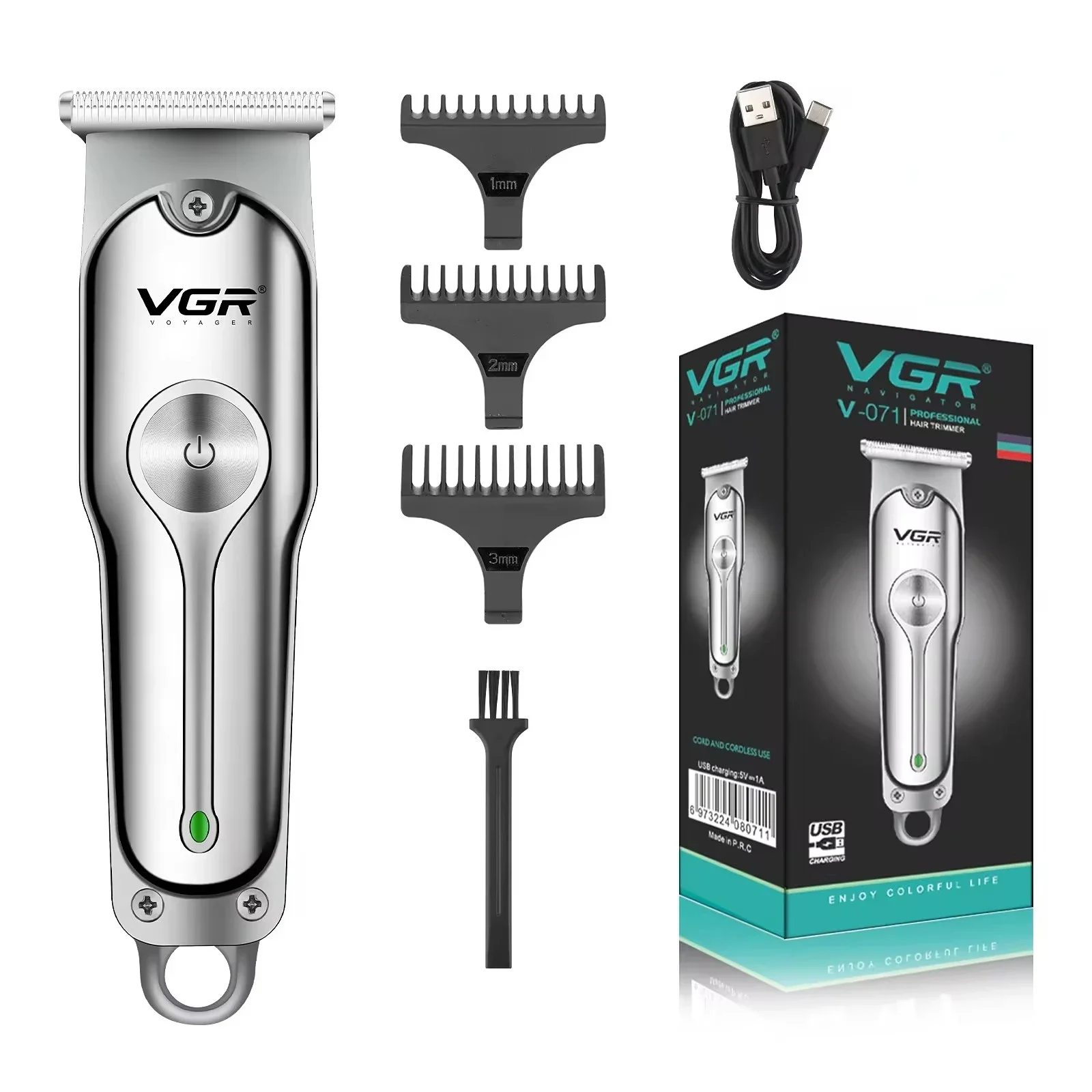 VGR maquina de cortar cabello cortadora de pelo para Cortadora de pelo, máquina de corte de pelo de Metal recargable, maquinilla para peluquero eléctrica, cortadora de pelo para hombres V-071: Negro