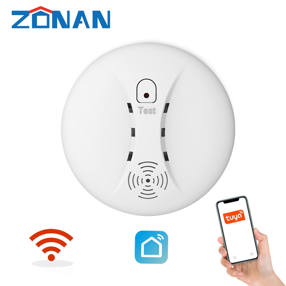 ZONAN S10+S11 Tuya Wifi Smoke Detector Independent Fire Alarm Wireless High DB Loudspeaker Smart Life App Sensor Home Security