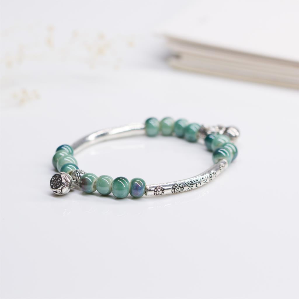 Hand Catenary Female Small Pure And Fresh And Tibetan Silver Accessories Ceramic Bracelet For Girls Women Ladies