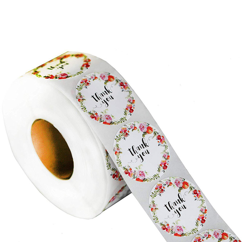 Etiqueta Adhesiva redonda de papel blanco para álbum de recortes, pegatina de agradecimiento de 1 pulgada, sello de sobre de boda, papelería hecha a mano, 50-500 Uds.: QY532-50pcs