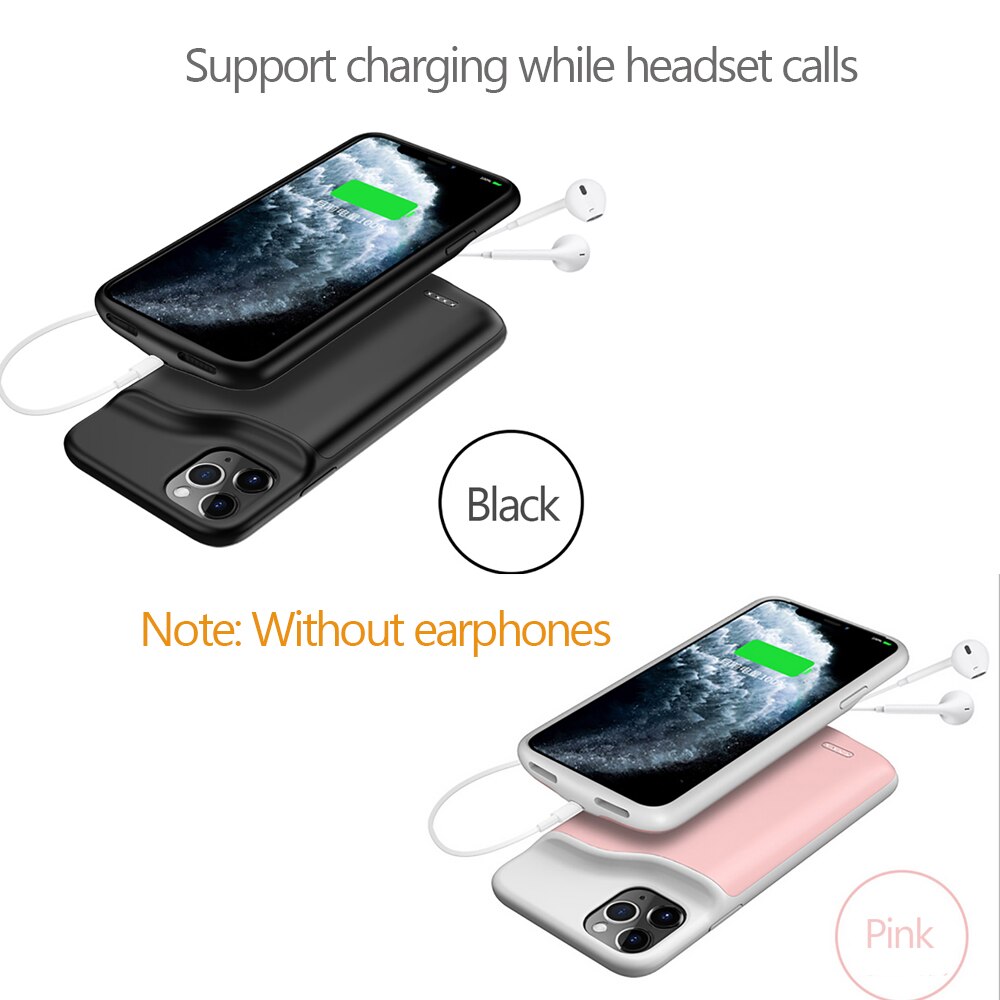 6000Mah Externe Batterij Oplader Voor Iphone X Xs Xr 11 Pro Max Power Bank Backup Charger Cover Voor iphone 6 7 8 Plus SE2