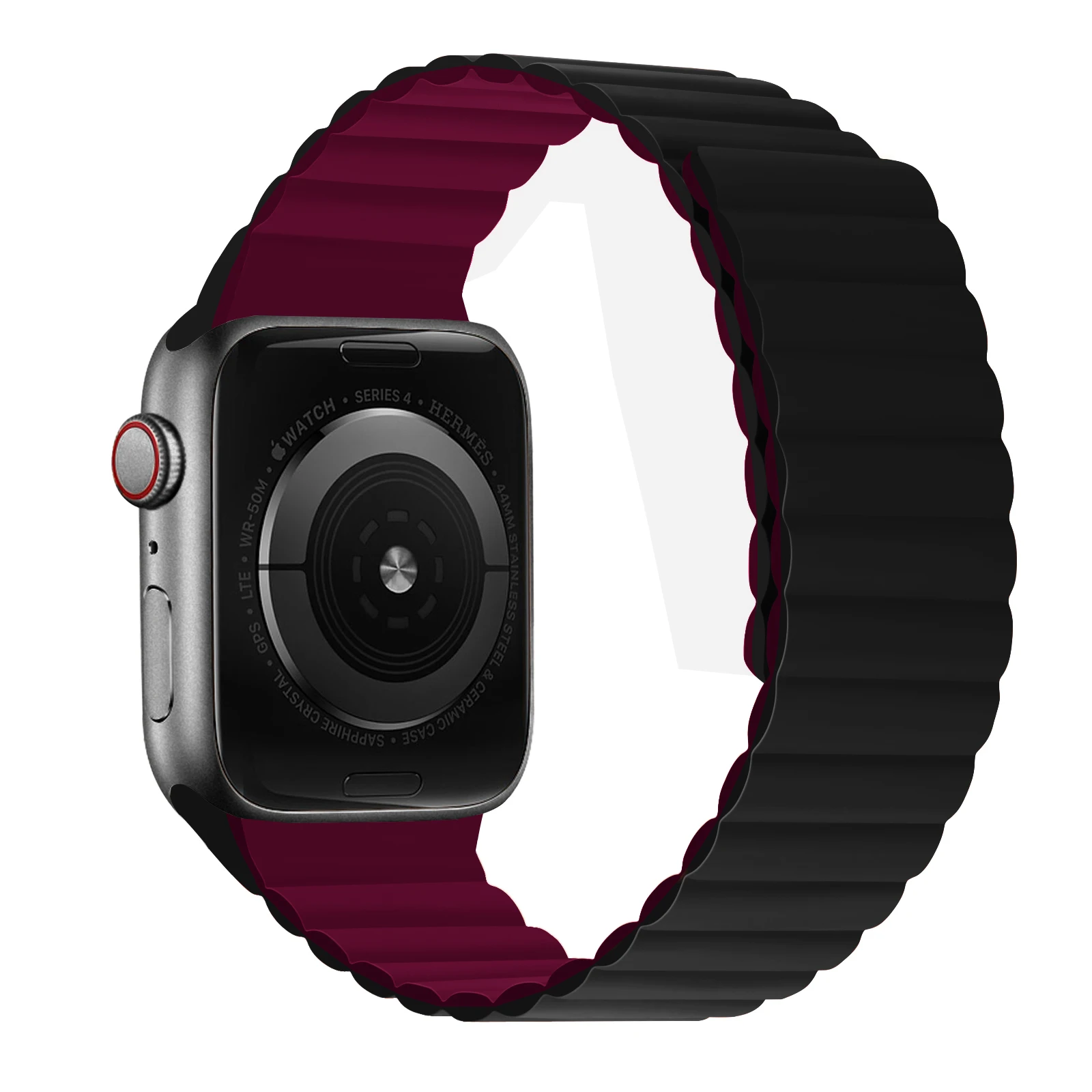 Silikon-Magnetarmband für Apfel Uhr Ultra 49 mm 6 5 4 SE 44 mm 40 mm 10 9 8 7 41 mm 42 mm 45 mm 46 mm Ersatzband iWatch Gürtel: rot Schwarz / 14mm