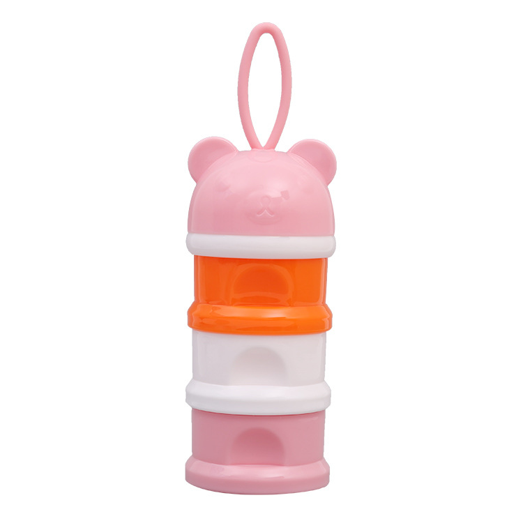 3 Layer Container for Mixture Bottle Feeding Baby Formula Breast Milk Power Storage Mix Dispenser babies Food Portable Kids Box: Pink Bear