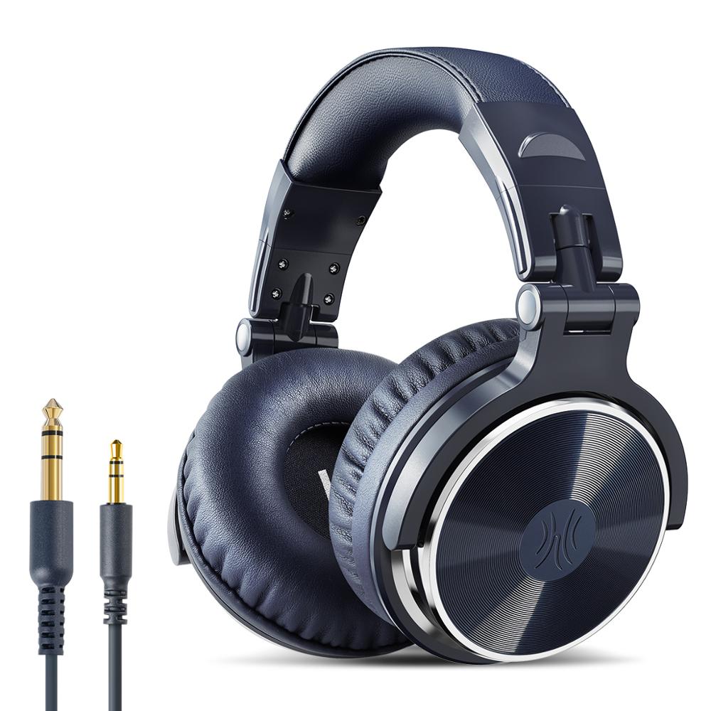 Oneodio Studio DJ Headphones With Microphone Over Ear Wired HiFi Monitoring Headset Foldable Gaming Earphone For PC: Pro-10Blue