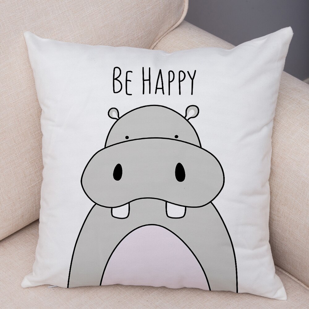 Nordique zèbre hippopotame girafe Lion Crocodile taie d'oreiller décor Animal housse de coussin pour canapé taie d'oreiller taies d'oreiller 45x45cm