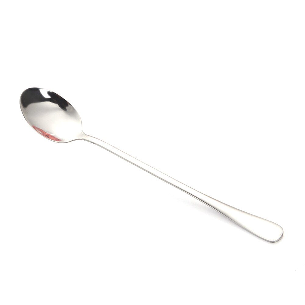 ! Colorful Long Handle Spoon Stainless Steel Coffee Tea Spoons Tip Head Tableware Beauty Mugs Spoons Soup Spoon Kitchen Tools: Silver
