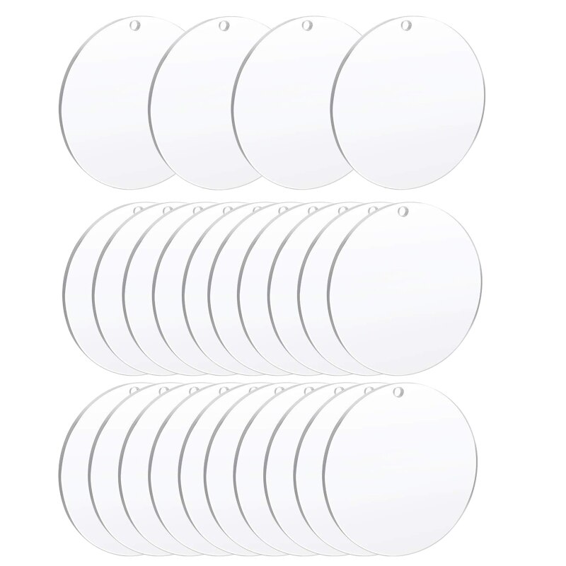 24Pcs/Set 4 In/10cm Acrylic Keychain Blanks Clear Acrylic Circles Disc Ornaments Blanks for DIY Keychain and Craft Projects: Default Title