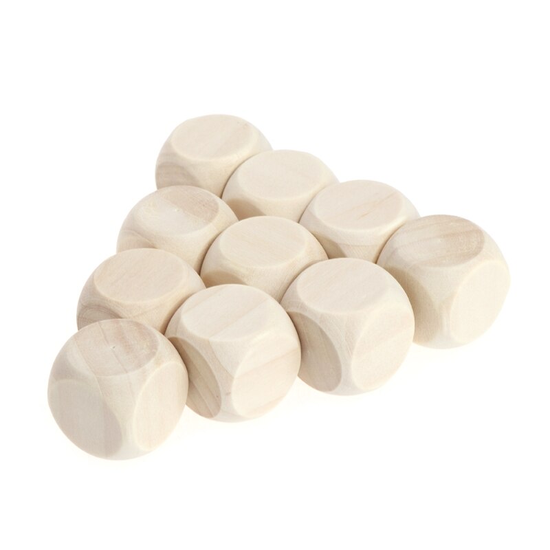 10pcs 6 Sided Blank Wood Dice Party Family DIY Games Printing Engraving Kid Toys Multi Sides Dice for Board Game