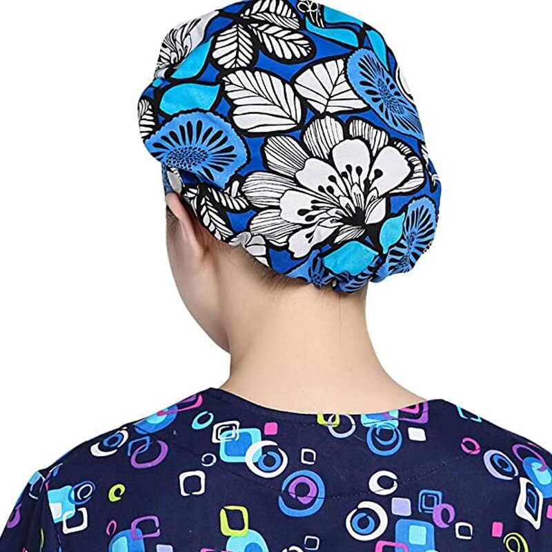 Female Scrub Hat Nurse Hat Adjustable Sweat Band Fluffy Cap Isolated Work Cap Protective Cap
