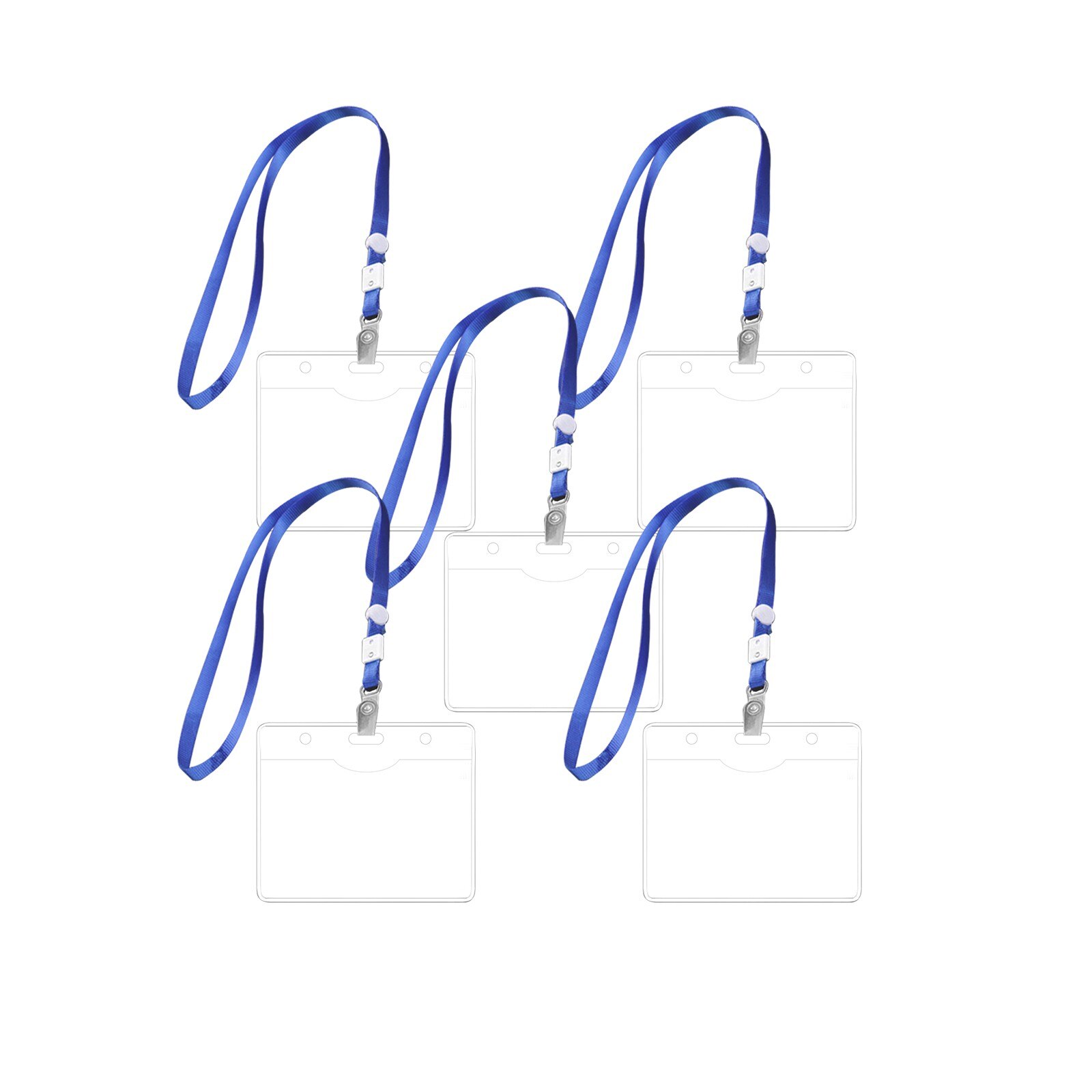 Breakaway Lanyards ID Holder Clear Name Card Case with Lanyards Plastic Solid Color Card Protective Cover Reusable Badge Holders: 5PCS