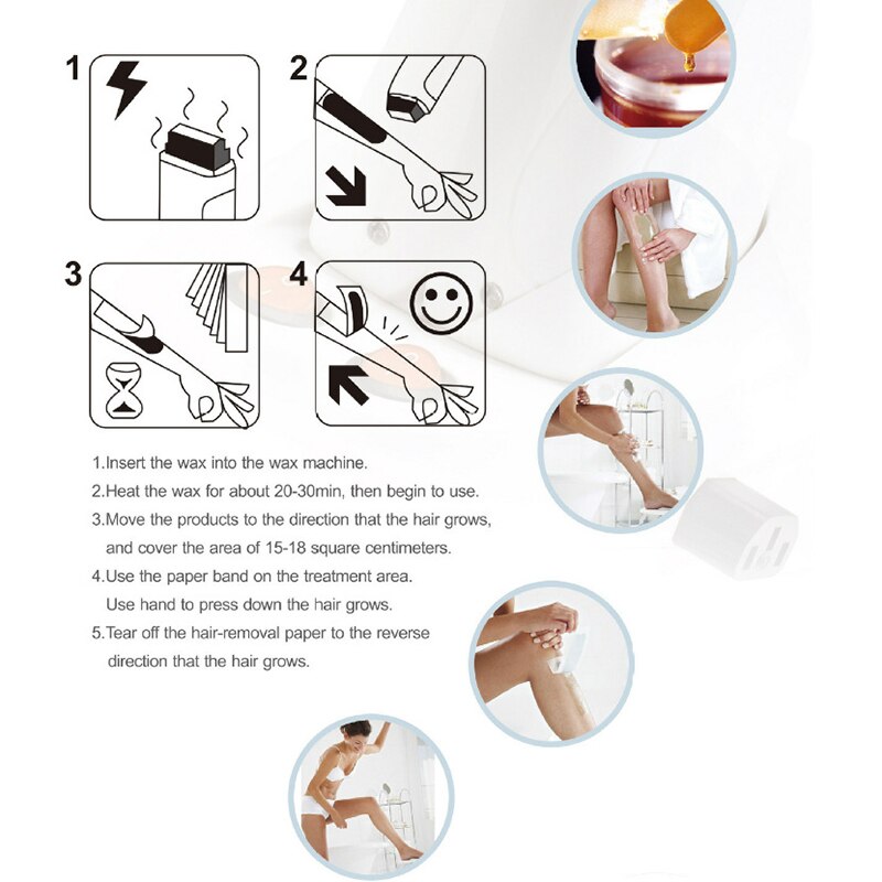 Roll on Depilatory Wax Wax Warmer Heater Cartridge Hair Removal Waxing Machine Kit EU Plug