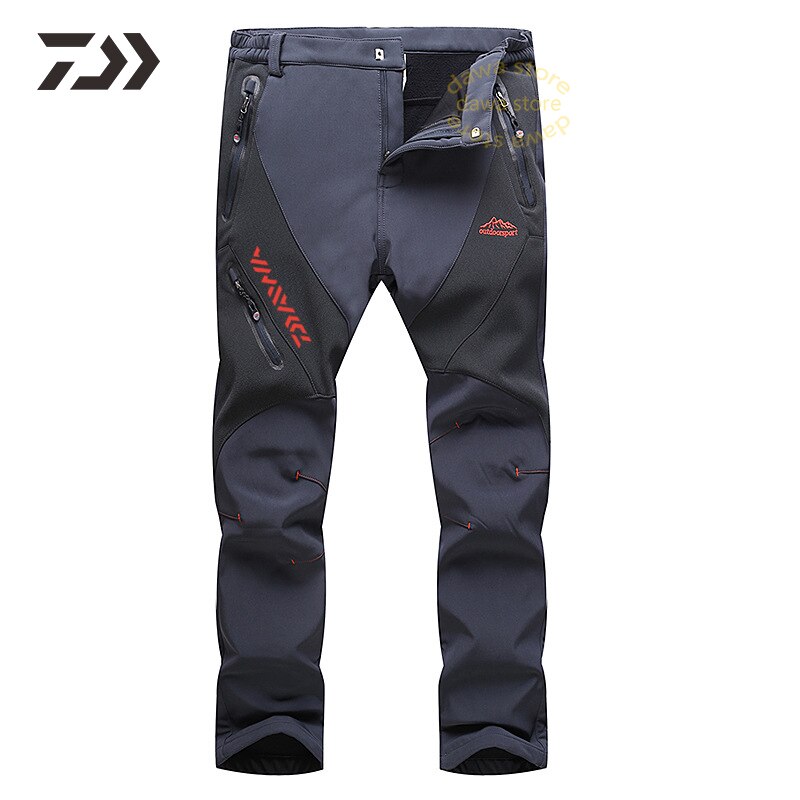 Winter heren visbroek waterdichte outdoor broek thermische dikke heren viskleding bergbeklimmen fluwelen broek wandelen: Grijs / M