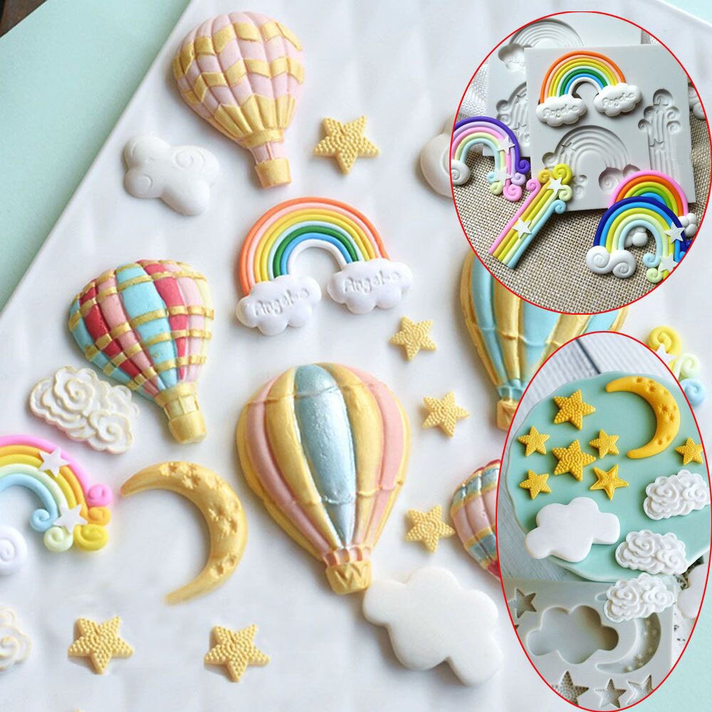 1 Pcs Balloon Rainbow Silicone Mold Cake Chocolate Fondant Sugar Craft Candy Clay Baking Tool Cake Decor DIY Craft