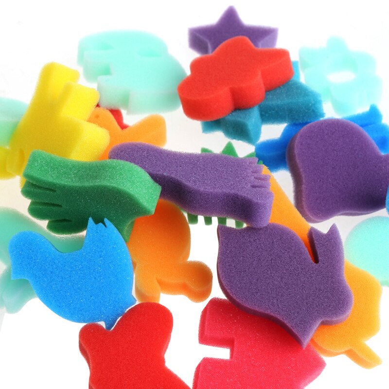 24Pcs Spons Set Kinderen Kids Art Craft Schilderen Diy Speelgoed Home Onderwijs School