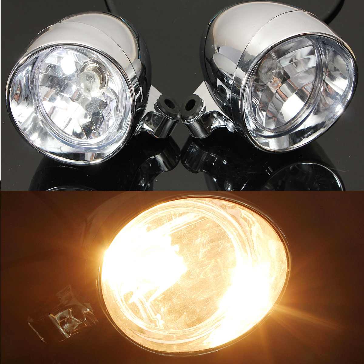 2 stuks Universele DC 12 V 4 Motorcycle Bullet Koplamp Spot Mistlamp Chrome Lamp Amber Light Voor Harley voor honda voor Yamaha