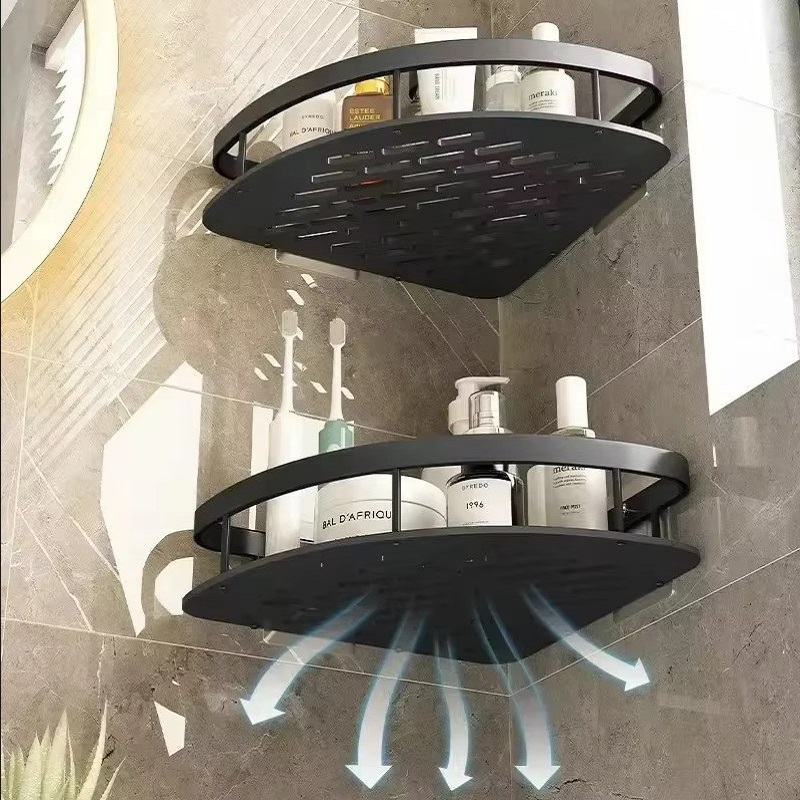 Aluminum Alloy Shampoo Rack Bathroom Shelf Makeup Storage Organizer Shower Shelf Bathroom Accessories No Drill Wall Corner Shelf