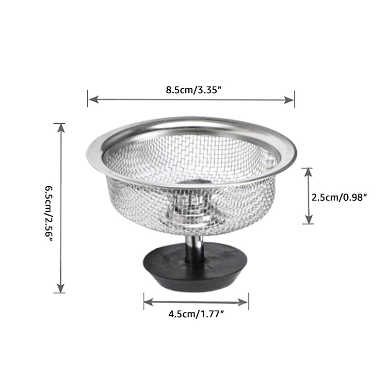 Stainless Steel Sink Strainer Waste Disposer Outfall Filter Hair Basket Sewer Outfall Stopper Plug Bathroom Kitchen B03E