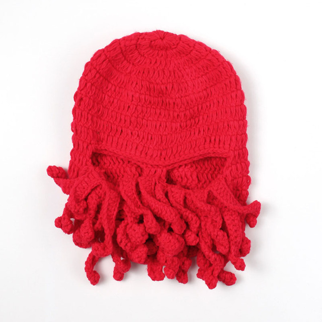 Nyhet rolig fest bläckfisk skäggmössa unisex djur cthulu virkad tentakel stickad vindmask skidkeps halloween hattar: 12