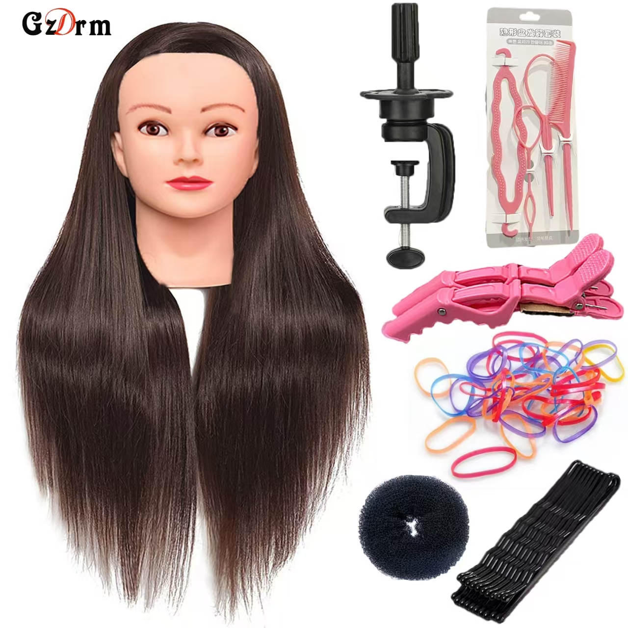 Cabeza de maniquí, cabeza de entrenamiento para peluquería trenzada, 100% de fibra de alta temperatura, maniquí femenino, cabeza de muñeca de entrenamiento: Color rojo