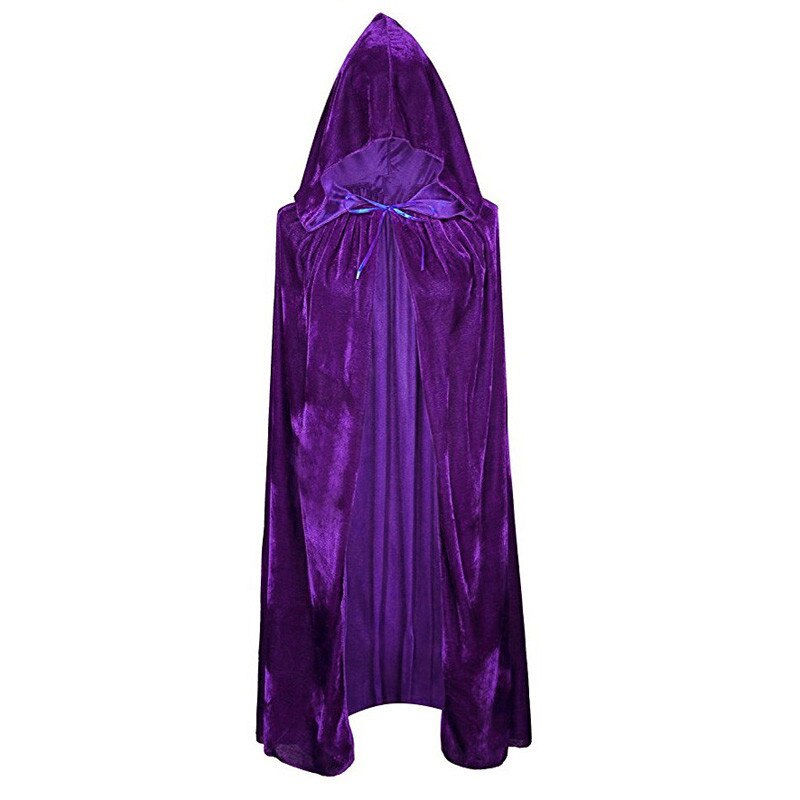 Adultos Unisex hombres mujeres terciopelo Halloween capa de disfraz con capucha Medieval bruja vampiro capa de disfraz abrigos Cosplay: Purple