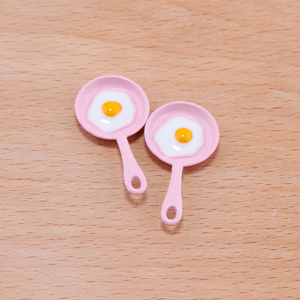 10PCS Fried Egg Omelette In Pan Saucepan Enamel Metal Alloy Pendants Charms for Bracelet Earring Diy Jewelry Making Supplies: Gold-color