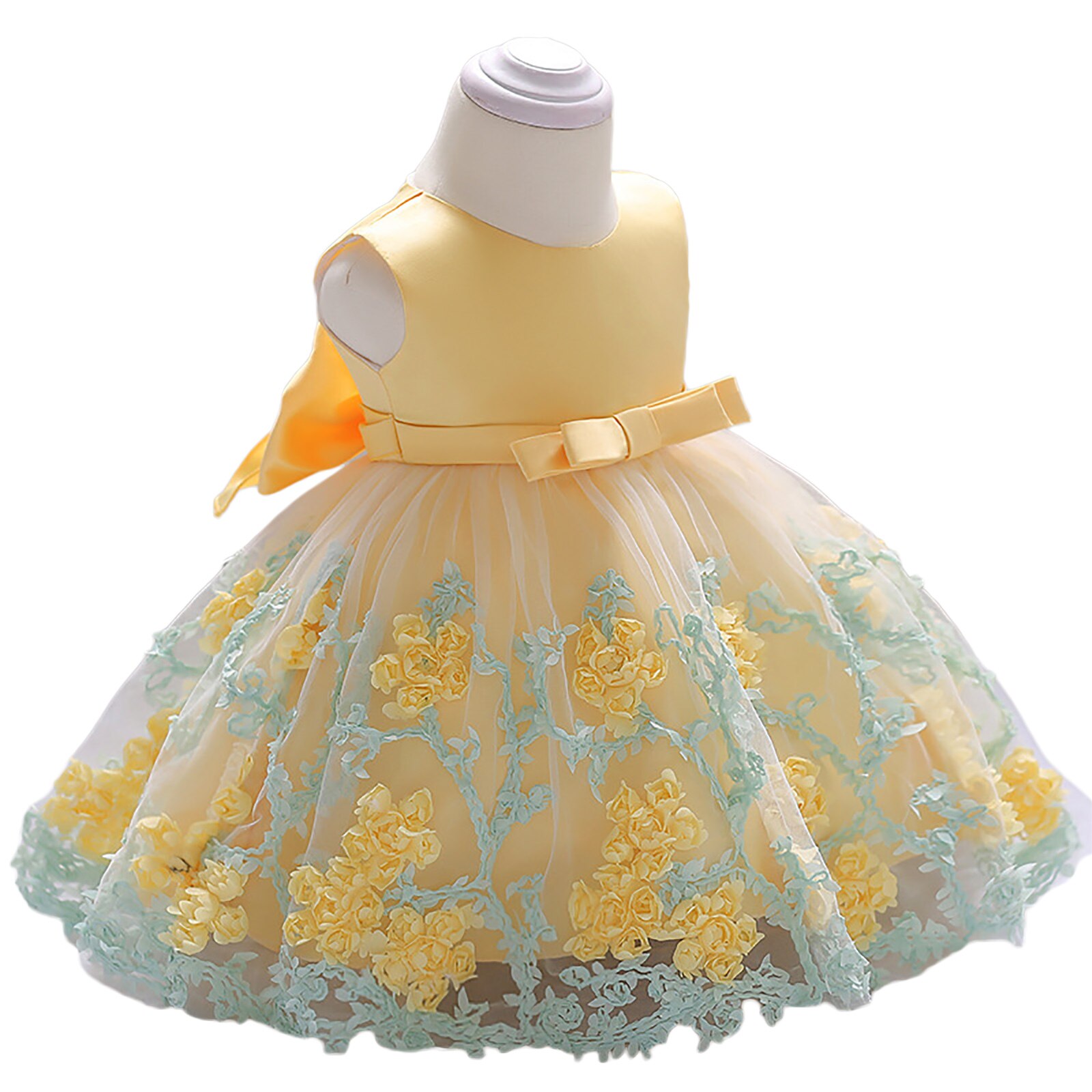 Citgeett Summer Infant Baby Girl abito senza maniche fiocco fiore pizzo ricamo abiti da principessa