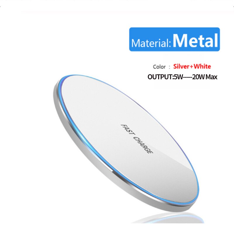 KEPHE 20W Fast Wireless Charger For Samsung Galaxy S10 S9/S9+S20 Note 9 USB Qi Charging Pad for iPhone 11 Pro XS Max XR X 8 Plus: Metal 20W Silver