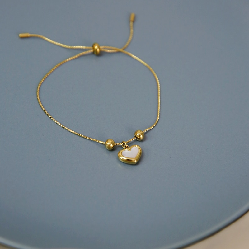 stainless steel Heart love bracelet for women gold snake chain shell hand jewelry