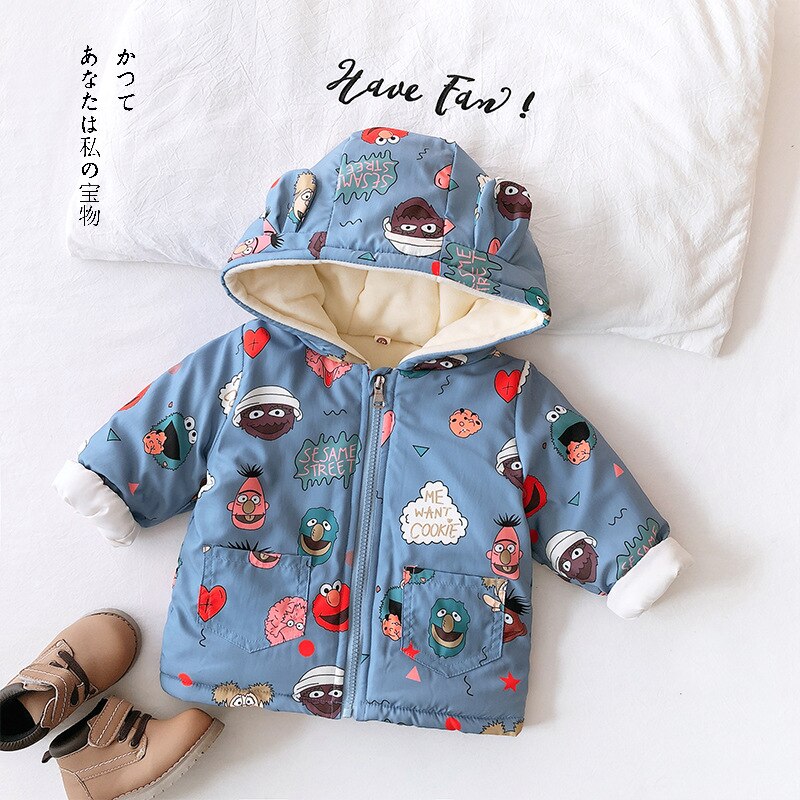 Winter Warm Baby Meisjes Katoen Donw Dikke Fleece Hooded Cartoon Parka Bovenkleding Jongens Kids Jassen Sneeuw Wear Jassen Casaco