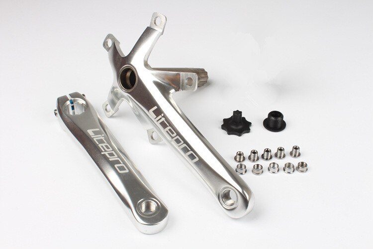 LP Litepro Folding Bike Crank Road Bicycle Intergrated Hollow BCD 130mm With Bottom Brackets: Crank Silver With BB