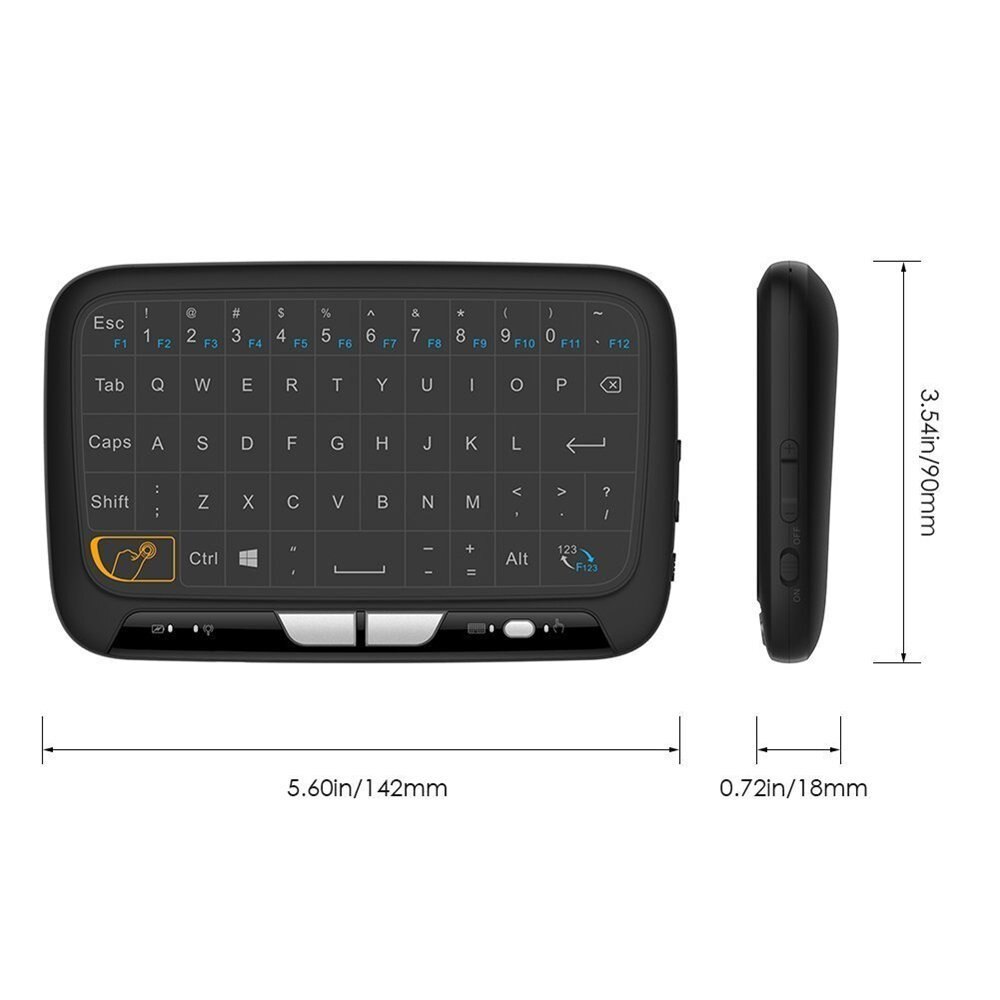 Mini teclado sem fio h18, tela cheia com touchpad, 2.4ghz, com função de luz de fundo para smart tv, ps3