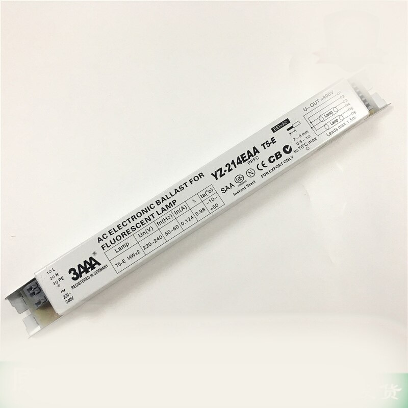 3 aaa yz -214 eaa  t5-e 14 wx 2 220v ac elektroniskt förkopplingsdon för lysrör och styrsystem för nödljus