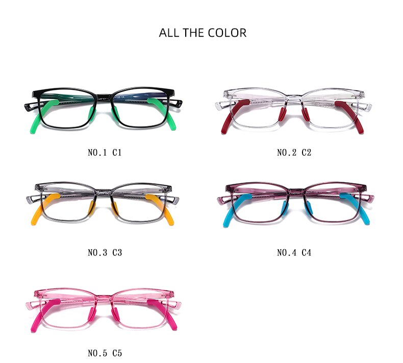 Square Anti Blue Light Kids Glasses Computer Boy Girls Tranparent Flexible Optical Frame Anti Reflective UV400 Eyeglass