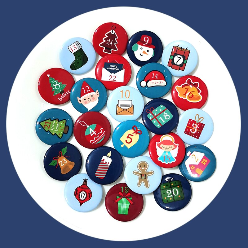 Nengdou 24 Stks/set Kerst Badge Broche Diy Accessoires Voor Kleding Hoed Rugzak Kerstboom Decoratie Kawaii Pins