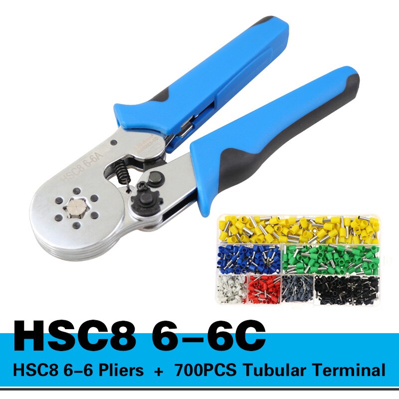 Krimpning miniverktyg kabelpresstång hsc 8 6-6 klämma trådavdragare avbitare tångsats elektriskt uttag krimpverktyg: Hsc 8 6-6c och 700
