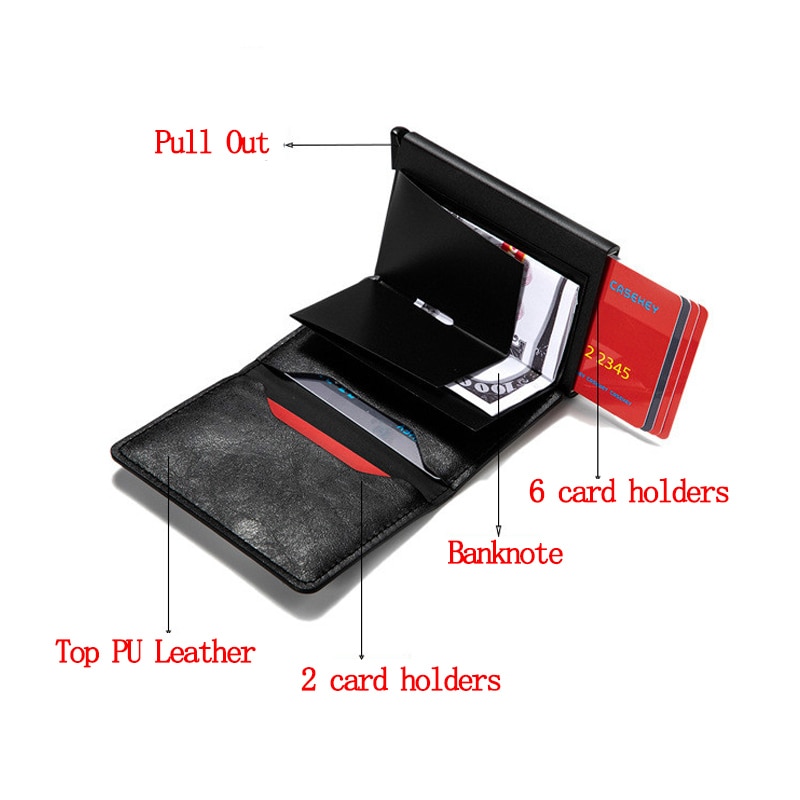 Zovyvol Veiligheid Smart Portemonnee Anti-Diefstal Mannen En Vrouwen Kaart Portemonnee Metalen Aluminium Solid Slim Kleine Korte Portemonnee cartera Mujer