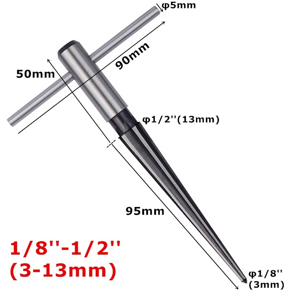 Taper reamer 3-13mm &amp; 5-16mm -hånds metalrømmer afgratning forstør pin hul håndholdt river til træ metal plast boreværktøj