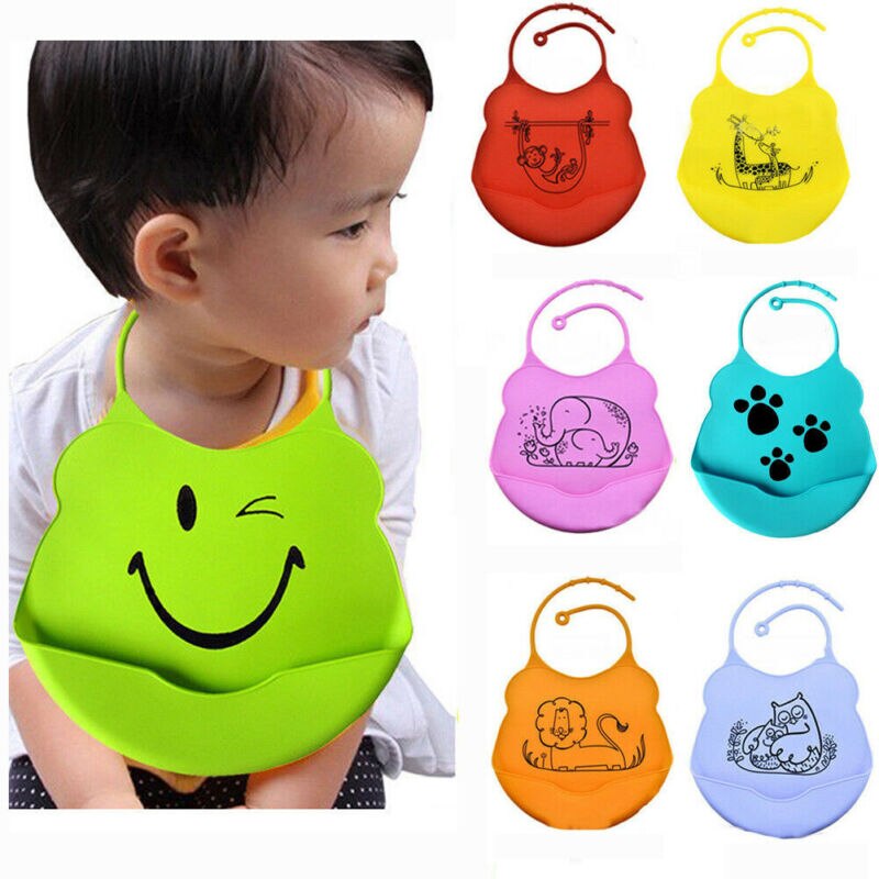 Wasserdichte Baby Weiche Silikon Lätzchen Fütterung bib Kinder Roll up Lebensmittel Catcher