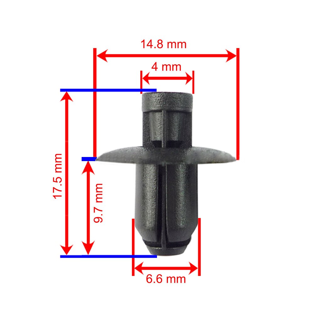 Nylon Clip Securing Retainer 50PCS 7mm Black For Hyundai Veracruz Genesis Rio Durable