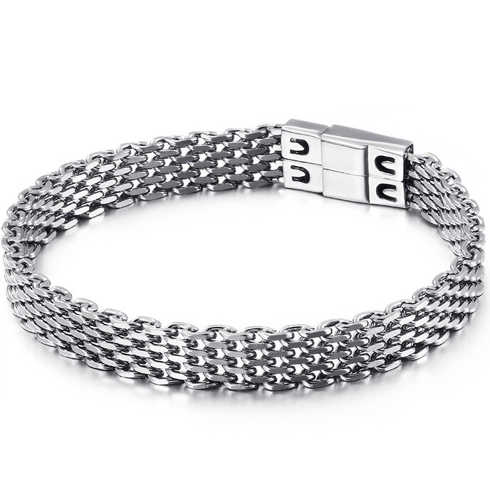 Brazaletes de acero inoxidable 316L de oro rosa para mujer, accesorios de joyería hindú, pulsera de cadena de 8MM, del Día de San Valentín para ella: Silver-Color