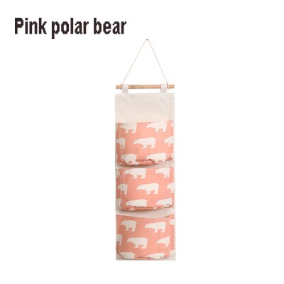 Nueva bolsa de almacenamiento para colgar en la pared de tela de algodón para organizar un bolsillo de almacenamiento para decorar la cocina, el baño y la sala de estar 65631: Rosa