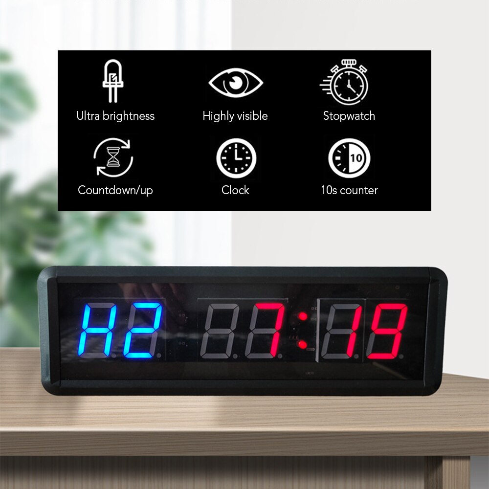 Programmierbare Ausbildung Timer LED-anzeige Intervall Timer Wanduhr mit Fernbedienung für Fitnessstudio Fitness Ausbildung 1,5 Zoll Countdown Uhr