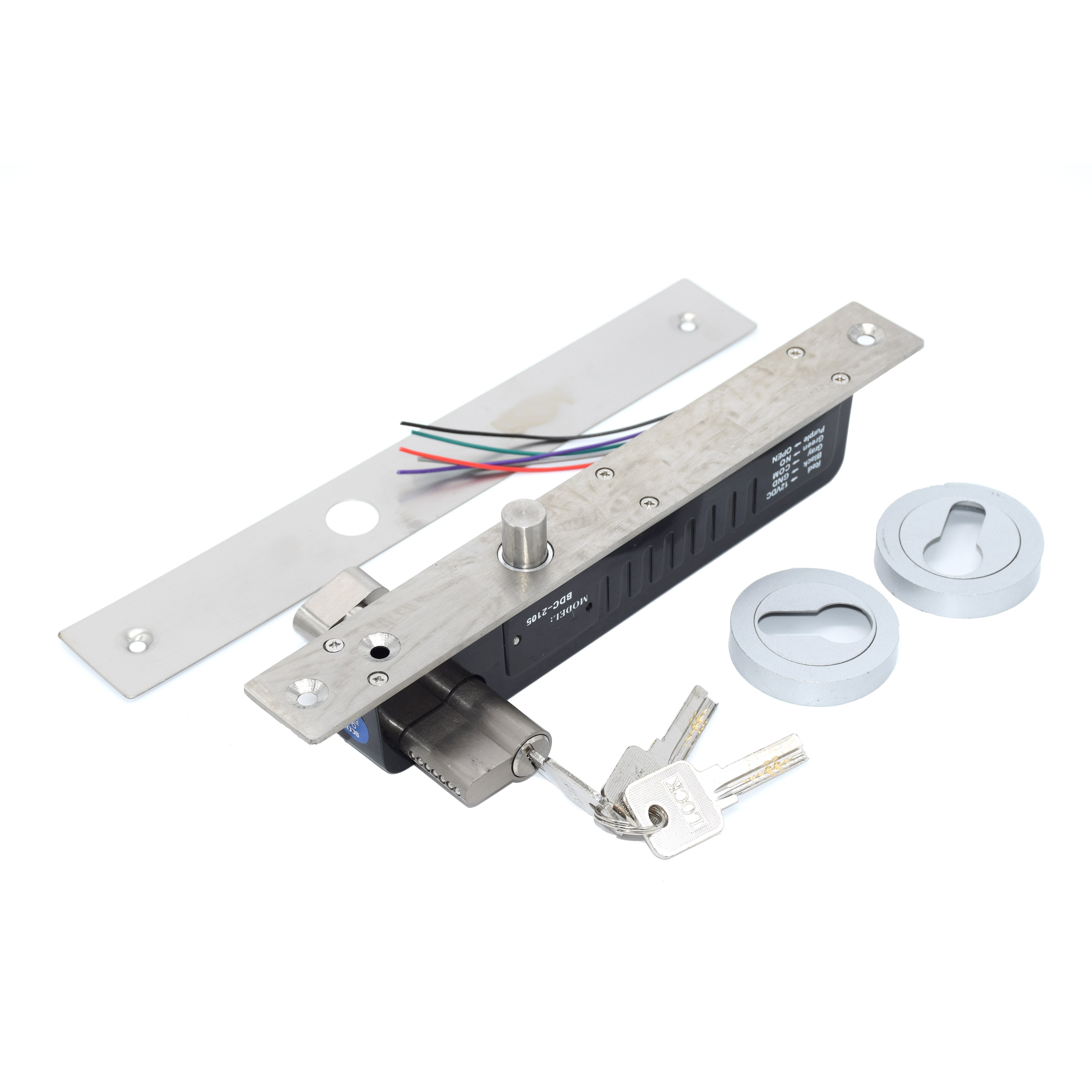 DC12-24V Fail Secure Electric Bolt lock With Mort Lock Cylinder power to unlock emergency key