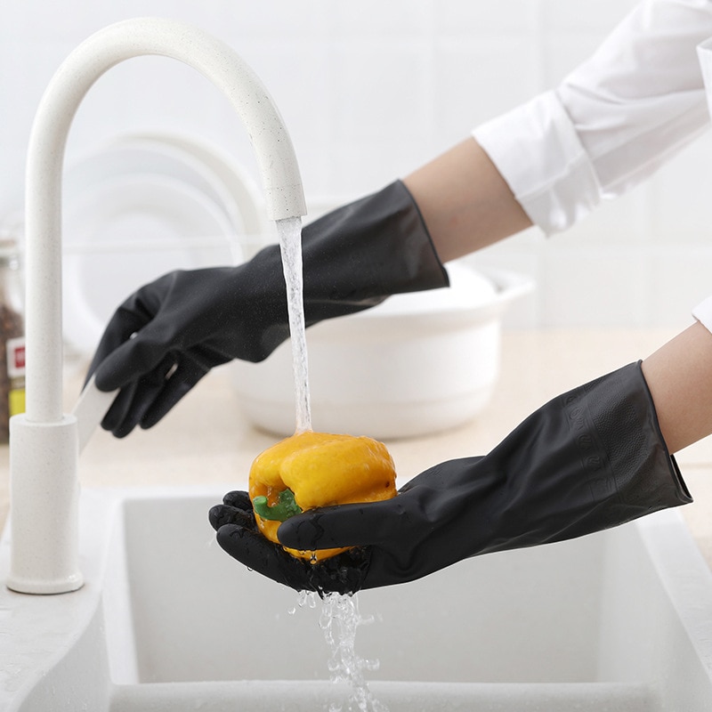 1 Pair Kitchen Washing Dish Cleaning Gloves Durable Latex Rubber Water-proof PVC Gloves Wash Fruit Vegetable Protect Hand