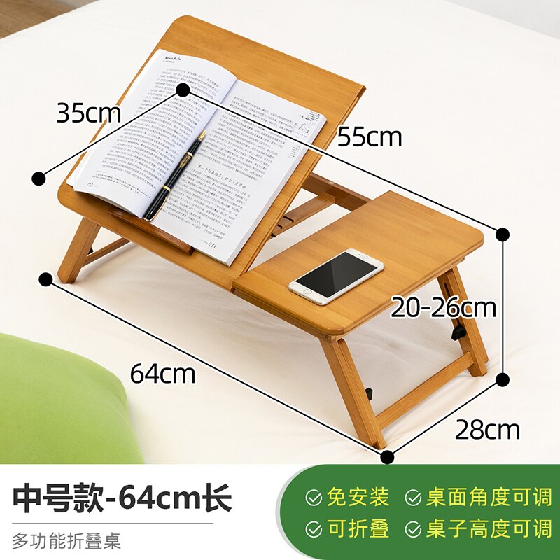3 kg lightweight multifunctional computer desk log solid foldable computer desk laptop table bed foldable table: L64cmW35cmH26cm