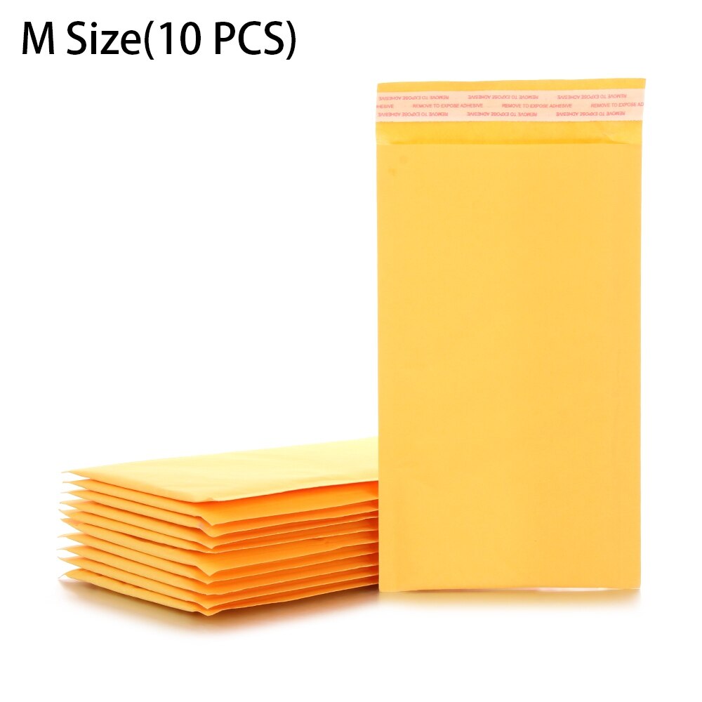 10PCS Kraft Paper Bubble Mailers Bags Padded Envelopes Bag Self Adhesive Seal Bag Courier Packaging Storage Bags: M Size
