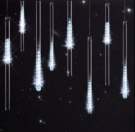 30cm solar meteor dusj lys 8 stk 144 led fe meteor dusj lys streng meteor lys for hagefest juledekorasjon: Kald hvit