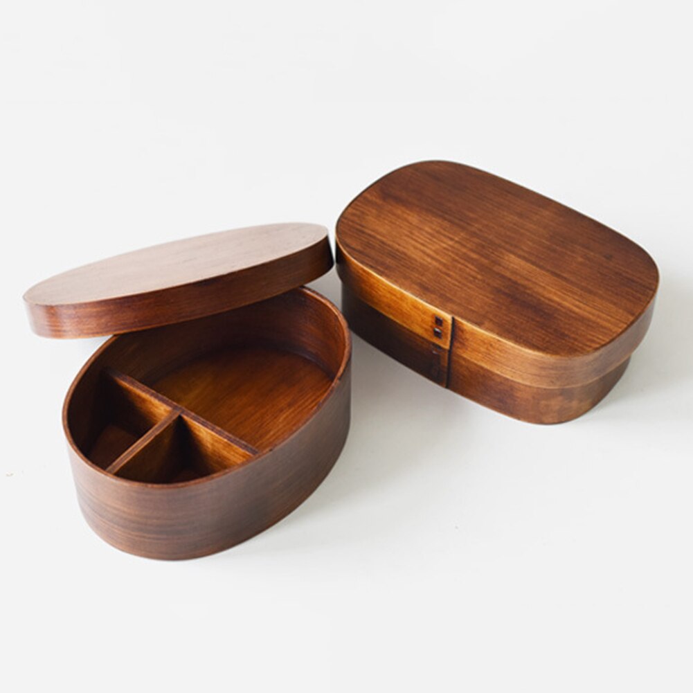 Caixa de almoço de madeira natural bento recipiente comida viagem escola acampamento utensílios de mesa