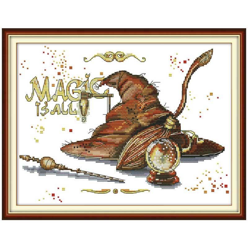Atrezzo magia de dibujos animados cuenta 11CT 14CT juego de punto de cruz DIY DMC chino de punto de cruz Kit de costura bordado Decoración de casa